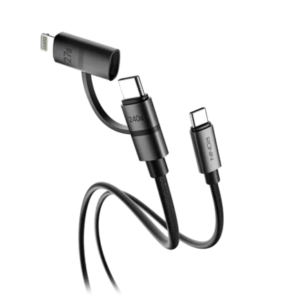 100W Fast 2 in 2 Multi Charging Cable, Braided USB C to 90°Lightning Cable
