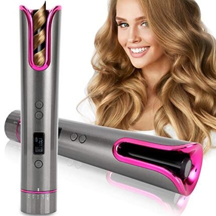 Hair Curler Automatic, 6 Temperature & 6 Timer Cordless Hair Curlers 5000mAh Rechargeable Negative Ion 10min
