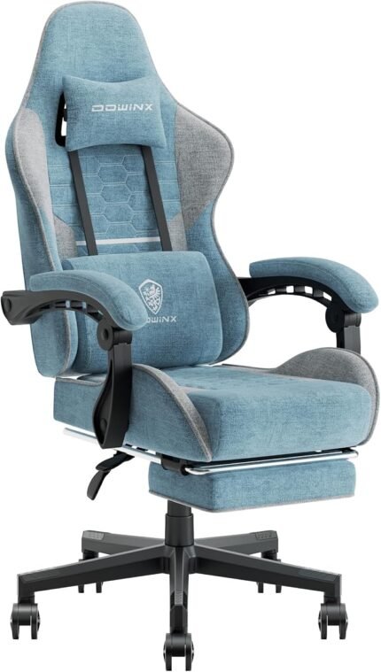 Ergonomic Gaming Chair, 135° Recline Fabric Office Chair, Black Grey