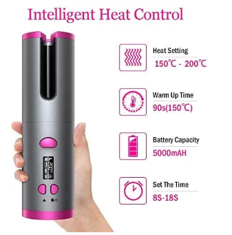 Hair Curler Automatic, 6 Temperature & 6 Timer Cordless Hair Curlers